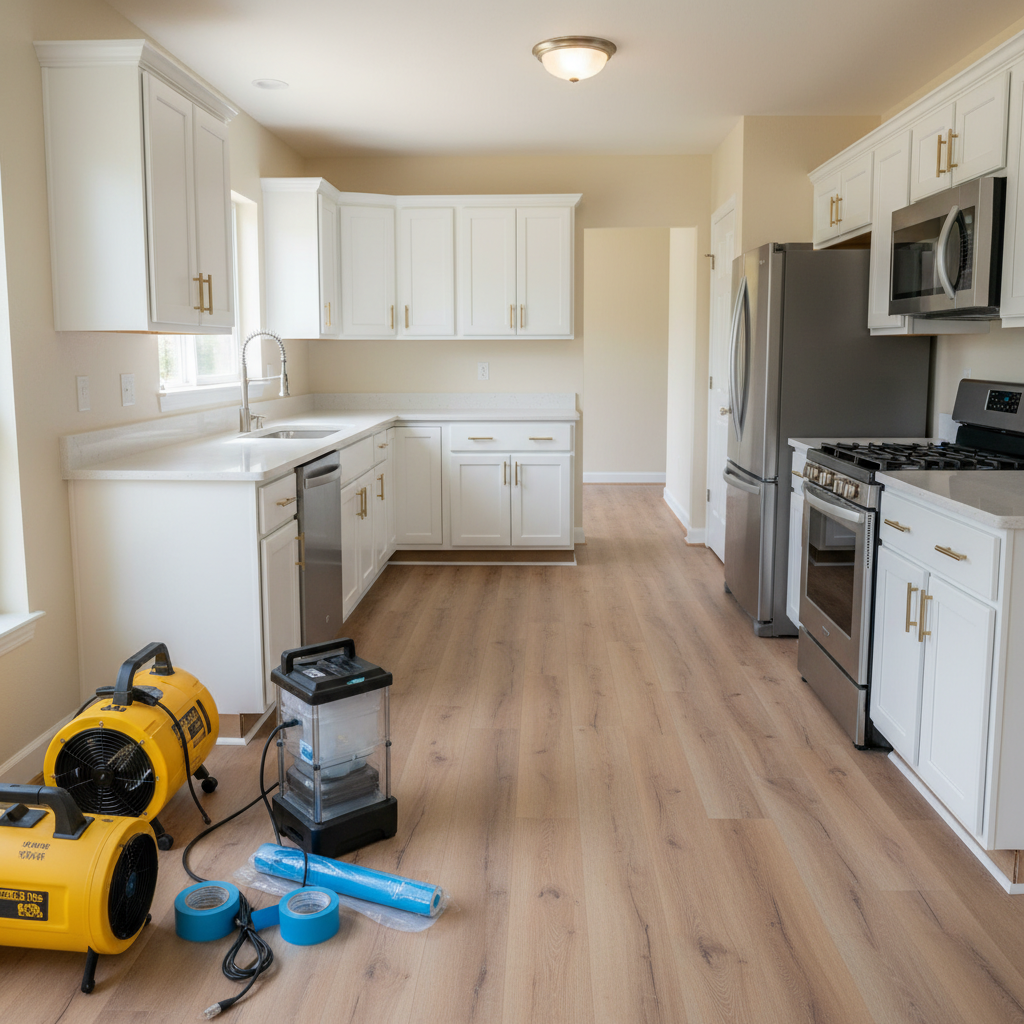 Kitchen fully restored after water damage repair in Layton UT