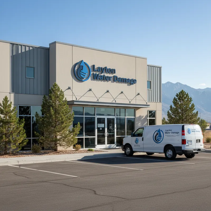 Layton Water Damage headquarters and service trucks